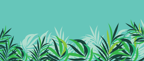 Vector of a beautiful green background with empty field and green plants