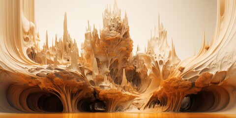 A photo of an architectural structure that looks like it is shaped out of chocolate and wax, in the style of kim keever,  Created by AI generation, AI generative
