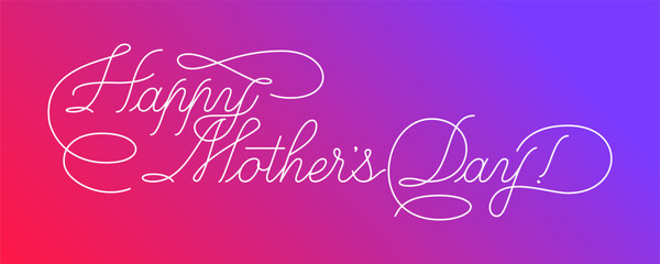Happy Mothers Day - calligraphic lettering with elegant flourishes. Modern line calligraphy isolated on white background. Vector text in linear style, editable stroke wight.