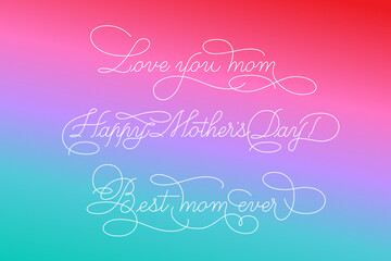 Naklejka na ściany i meble Happy Mothers Day - calligraphic lettering with elegant flourishes. Modern line calligraphy isolated on white background. Vector text in linear style, editable stroke wight.