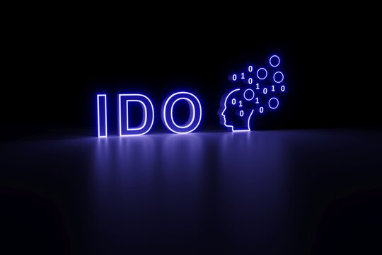 IDO neon concept self illumination background 3D illustration