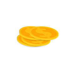Vector shiny gold yellow dollar bill.