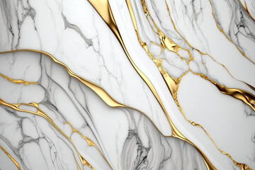 Luxury marble texture background white gold. Natural stone material pattern. Generative AI