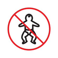 Forbidden baby vector icon. No baby flat sign design. Prohibited child symbol pictogram. Warning, caution, attention, restriction label ban danger