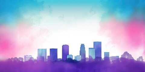 Fototapeta premium Watercolor skyline abstract painting style, generative ai