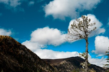 Spectacular scenery in the high mountains of western Sichuan, China, with different seasons