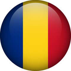 Romania flag button. Emblem of Romania. Vector flag, symbol. Colors and proportion correctly.