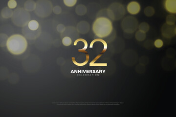 32 anniversary with number illustration.