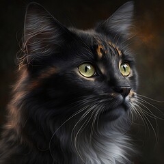 Beautiful black cat with spots, Generative AI
