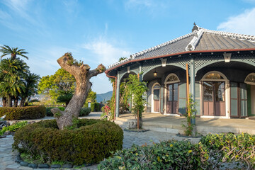 scenic Glover house in Glover garden in Nagasaki - obrazy, fototapety, plakaty