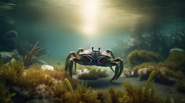 Krabbe unter Wasser, erstellt mit Generative AI Technologie