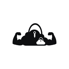 Cloud Bag and key icon logo design. Sport and fitness logo.
