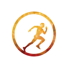 Fototapeta premium Running man icon in polygonal style. Runner vector illustration.