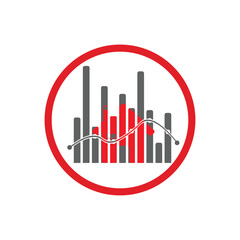 House Finance Vector illustration of a red round signal with a graph on a white background