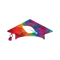 Education vector logo design template. Graduation cap with Leave icon.