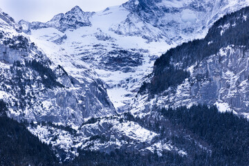 snow covered mountains in Grindelwald, Switzerland.