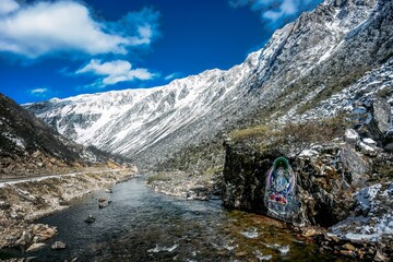 Stone carvings and paintings of Tibetan Buddha statues in the mountains of western Sichuan, China