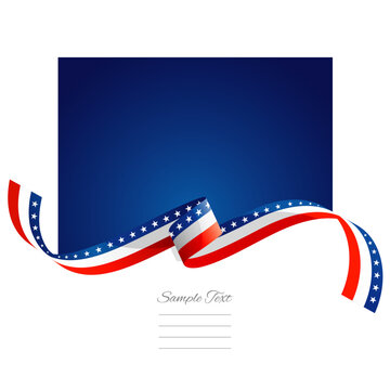 USA flag vector. World flags and ribbons. American flag ribbon on abstract color background