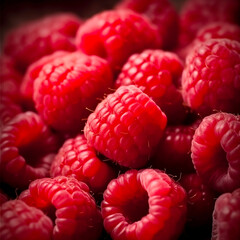 Juicy raspberries. AI generated