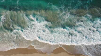Fototapeta na wymiar Beach and waves from top view Generative AI