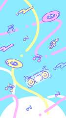 16:9レトロでポップ！ミュージックな壁紙⭐︎