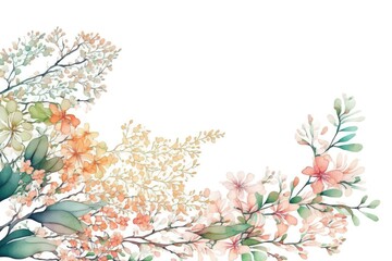 Japanese Flowers Footer Border in Watercolor Style - Generative AI
