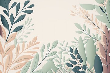 Clean, Minimal Vine Illustration Style Design With Pastel Colors - Generative AI
