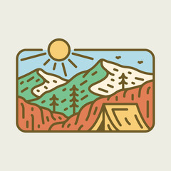 Camping and mountains graphic illustration vector art t-shirt design