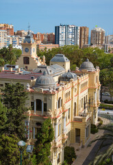 Malaga town hall seen from the castle, Malaga city, Andalusia, Spain