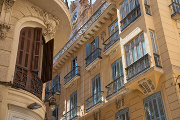 Modernist buildings in Malaga city, Analusia, Spain