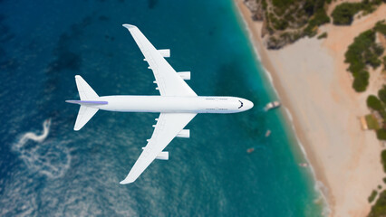 plane above the ground. Aerial city view