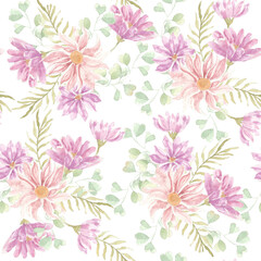 seamless floral dahlia watercolor pattern