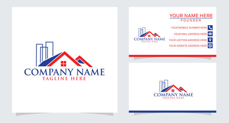 Creative Home Construction Concept Logo Design Template

