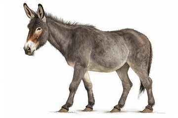 Fototapeta na wymiar beautifully painted grey donkey on white background. Generative AI