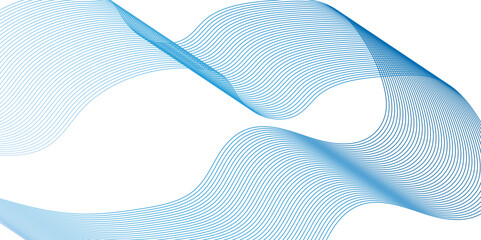 abstract blue wave lines frame on white background. frame of abstract vector blue wave melody lines on white background. Tech with abstract wave lines. Abstract wave element for design.