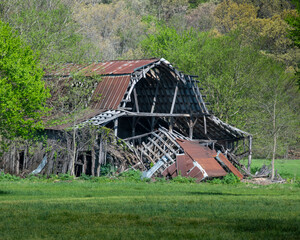 Barn with collapsed front