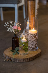 candles in a glass bowl