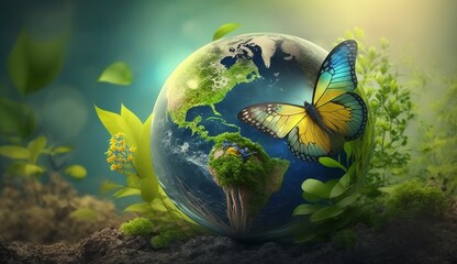 Obraz na płótnie Canvas World Environment Day, Importance of protecting nature. Environment World Earth Day, Generative Ai