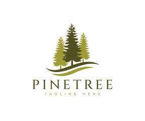 Evergreen, Pines, Spruce, Cedar trees logo design