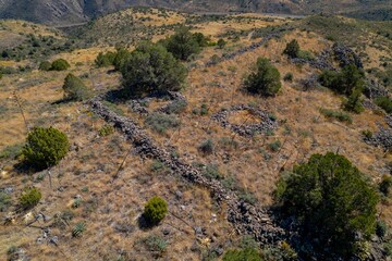 Fototapeta na wymiar Aerial view of Salado Native American ruins surrounded by trees