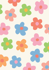 Abstract colorful summer flowers on the white isolated background.