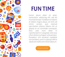 Game and Entertainment Object Web Design with Gamepad and Cards Vector Template