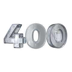Number 400 3D rendering transparent background