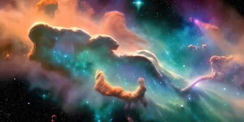 Colorful space galaxy cloud nebula. Web3, Metaverse. Stary night cosmos. Universe science astronomy. Supernova background wallpaper
