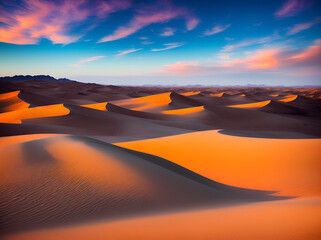 Desert dunes landscape. AI generated illustration