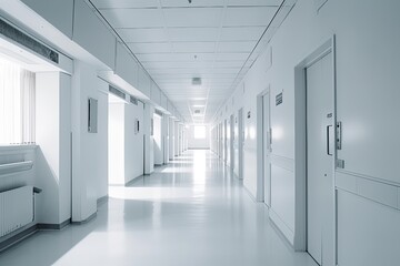 Naklejka na ściany i meble white hospital corridor, Generative AI illustration