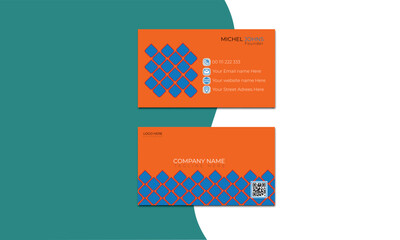 Modern and Exclusive business card Template design on Orange Background with mixed color