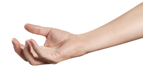 Outstretched hand, going to catch, grab or take something or somebody, cut out