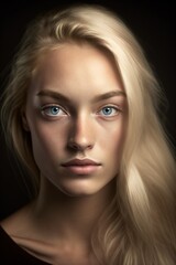 Fototapeta premium Portrait of young swedish girl with blonde hair. Designed using generative ai
