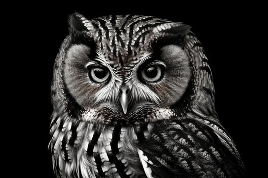 The resemblance of an owl in a portrait. Tawny owl. Such a cunning owl you are, gray one. Generative AI